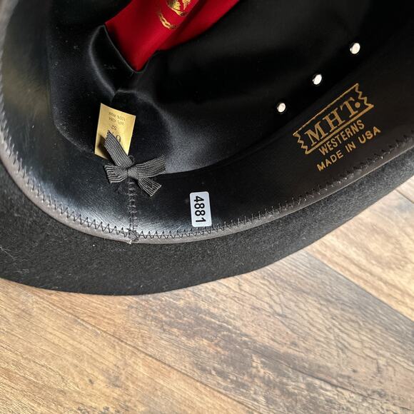 Vintage MHT Cowboy Hat Men's Size 6 1/2 Black 100% Wool Western USA Made‎ 4881 - Picture 12 of 12